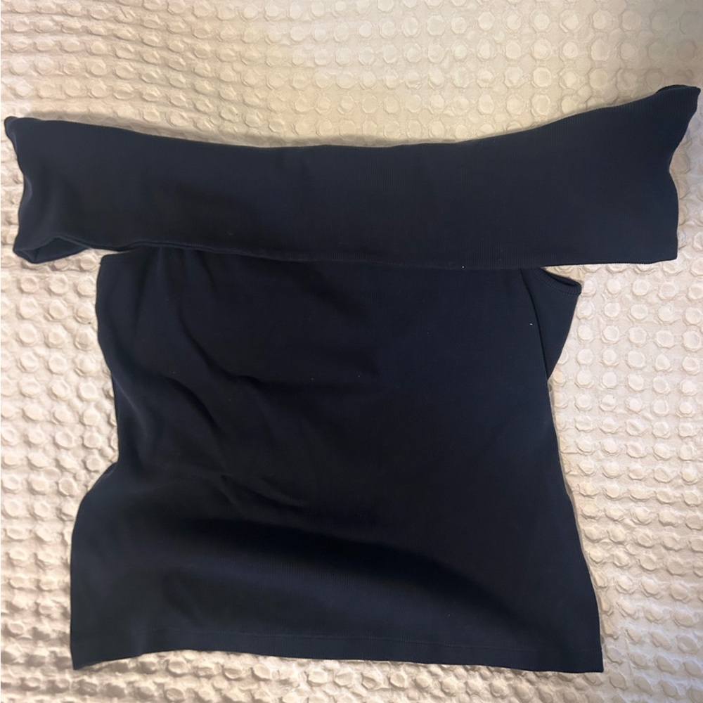 Banana Republic Navy Off the Shoulder Ribbed Top